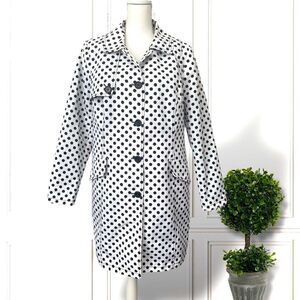 Jessica White Black Polka Dot Raincoat Jacket Sz L (14-16)